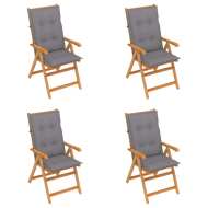 vidaXL Záhradné stoličky 4 ks so sivými podložkami tíkový masív - cena, srovnání