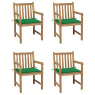 vidaXL Záhradné stoličky 4 ks so zelenými podložkami teakový masív - cena, srovnání