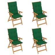 vidaXL Záhradné stoličky 4 ks so zelenými podložkami tíkový masív - cena, srovnání