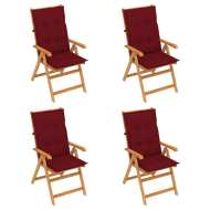 vidaXL Záhradné stoličky 4 ks s vínovočervenými podložkami tíkový masív - cena, srovnání