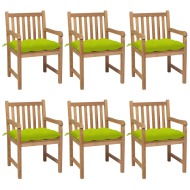 vidaXL Záhradné stoličky 6 ks s jasnozelenými podložkami tíkový masív - cena, srovnání