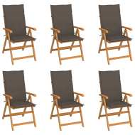 vidaXL Záhradné stoličky 6 ks so sivohnedými podložkami tíkový masív - cena, srovnání