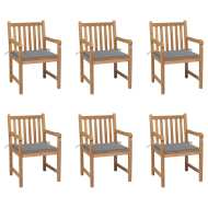 vidaXL Záhradné stoličky 6 ks so sivými podložkami tíkový masív - cena, srovnání