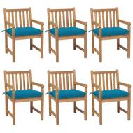 vidaXL Záhradné stoličky 6 ks so svetlomodrými podložkami tíkový masív - cena, srovnání