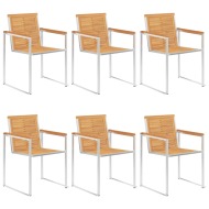 vidaXL Záhradné stoličky 6 ks tíkový masív a nehrdzavejúca oceľ - cena, srovnání