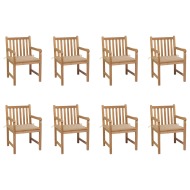 vidaXL Záhradné stoličky 8 ks s béžovými podložkami tíkový masív - cena, srovnání
