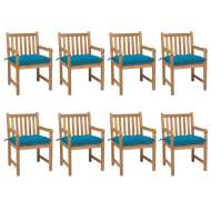 vidaXL Záhradné stoličky 8 ks s bledomodrými podložkami teakový masív - cena, srovnání
