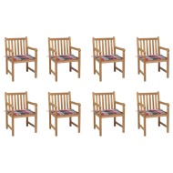 vidaXL Záhradné stoličky 8 ks s červenými kockovanými podložkami tíkový masív - cena, srovnání