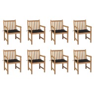 vidaXL Záhradné stoličky 8 ks s čiernymi podložkami tíkový masív - cena, srovnání