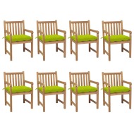 vidaXL Záhradné stoličky 8 ks s jasnozelenými podložkami tíkový masív - cena, srovnání
