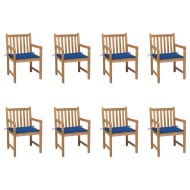 vidaXL Záhradné stoličky 8 ks s kráľovsky modrými podložkami tíkový masív - cena, srovnání