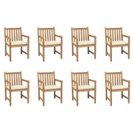 vidaXL Záhradné stoličky 8 ks s krémovými podložkami tíkový masív - cena, srovnání