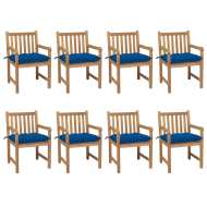 vidaXL Záhradné stoličky 8 ks s modrými podložkami tíkový masív - cena, srovnání