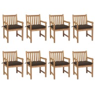 vidaXL Záhradné stoličky 8 ks so sivohnedými podložkami tíkový masív - cena, srovnání
