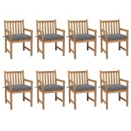 vidaXL Záhradné stoličky 8 ks so sivými podložkami tíkový masív - cena, srovnání