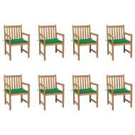 vidaXL Záhradné stoličky 8 ks so zelenými podložkami tíkový masív - cena, srovnání