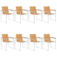 vidaXL Záhradné stoličky 8 ks teakový masív a nehrdzavejúca oceľ - cena, srovnání
