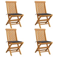 vidaXL Záhradné stoličky, antracitové podložky 4 ks, tíkový masív - cena, srovnání