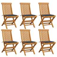 vidaXL Záhradné stoličky, antracitové podložky 6 ks, tíkový masív - cena, srovnání