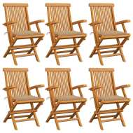 vidaXL Záhradné stoličky, béžové podložky 6 ks, tíkový masív - cena, srovnání