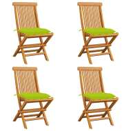 vidaXL Záhradné stoličky bledozelené podložky 4 ks tíkový masív - cena, srovnání