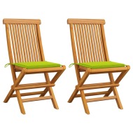 vidaXL Záhradné stoličky, jasnozelené podložky 2 ks, tíkový masív - cena, srovnání