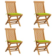 vidaXL Záhradné stoličky, jasnozelené podložky 4 ks, tíkový masív - cena, srovnání