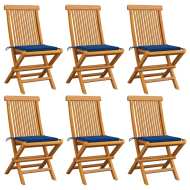 vidaXL Záhradné stoličky, kráľovsky modré podložky 6 ks, tíkový masív - cena, srovnání