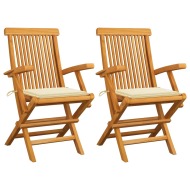 vidaXL Záhradné stoličky, krémové podložky 2 ks, tíkový masív - cena, srovnání