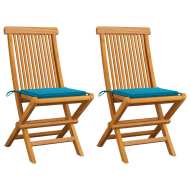 vidaXL Záhradné stoličky, modré podložky 2 ks, tíkový masív - cena, srovnání
