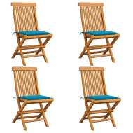 vidaXL Záhradné stoličky, modré podložky 4 ks, tíkový masív - cena, srovnání