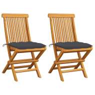 vidaXL Záhradné stoličky s antracitovými podložkami 2 ks tíkový masív - cena, srovnání