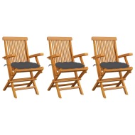 vidaXL Záhradné stoličky s antracitovými podložkami 3 ks tíkový masív - cena, srovnání