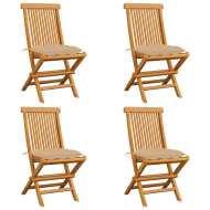vidaXL Záhradné stoličky s béžovými podložkami 4 ks tíkový masív - cena, srovnání