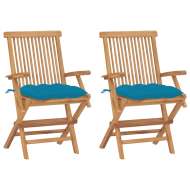 vidaXL Záhradné stoličky s bledomodrými podložkami 2 ks tíkový masív - cena, srovnání