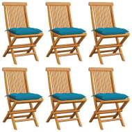 vidaXL Záhradné stoličky s bledomodrými podložkami 6 ks tíkový masív - cena, srovnání