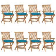vidaXL Záhradné stoličky s bledomodrými podložkami 8 ks tíkový masív - cena, srovnání