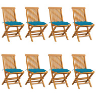 vidaXL Záhradné stoličky s bledozelenými podložkami 8 ks tíkový masív - cena, srovnání