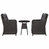 vidaXL Záhradné stoličky s čajovým stolíkom 2 ks polyratanové čierne - cena, srovnání