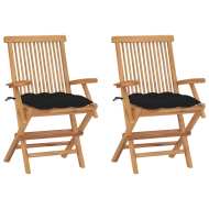 vidaXL Záhradné stoličky s čiernymi podložkami 2 ks tíkový masív - cena, srovnání