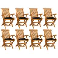 vidaXL Záhradné stoličky s čiernymi podložkami 8 ks tíkový masív - cena, srovnání