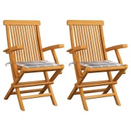 vidaXL Záhradné stoličky+sivé kockované podložky 2 ks, tíkový masív - cena, srovnání