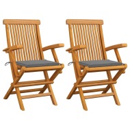 vidaXL Záhradné stoličky, sivé podložky 2 ks, tíkový masív - cena, srovnání