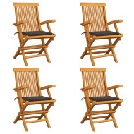vidaXL Záhradné stoličky, sivohnedé podložky 4 ks, tíkový masív - cena, srovnání