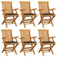 vidaXL Záhradné stoličky, sivohnedé podložky 6 ks, tíkový masív - cena, srovnání