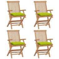 vidaXL Záhradné stoličky s jasnozelenými podložkami 4 ks tíkový masív - cena, srovnání