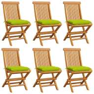 vidaXL Záhradné stoličky s jasnozelenými podložkami 6 ks tíkový masív - cena, srovnání