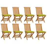 vidaXL Záhradné stoličky s jasnozelenými podložkami 8 ks tíkový masív - cena, srovnání