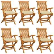 vidaXL Záhradné stoličky s krémovo-bielymi podložkami 6 ks tíkový masív - cena, srovnání