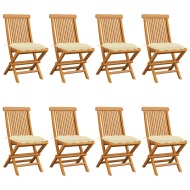 vidaXL Záhradné stoličky s krémovo-bielymi podložkami 8 ks tíkový masív - cena, srovnání